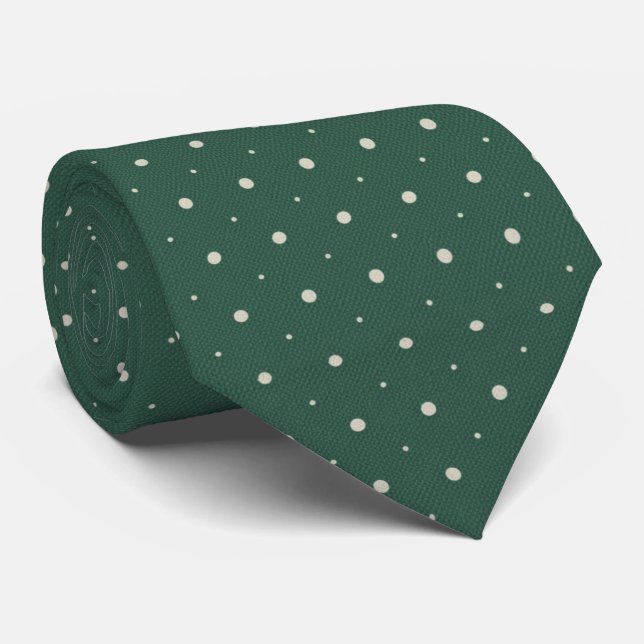 Emerald Green Polka Dot  Tie (Rolled)