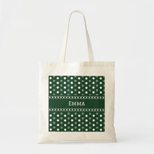 Emerald Green Polka Dot Tote Bag (Front)