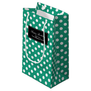Emerald Green Polka Dots Personalised Small Gift Bag