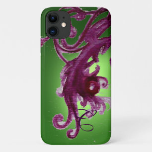 EMERALD GREEN PURPLE BERRIES AND SWIRLS MONOGRAM  Case-Mate iPhone CASE