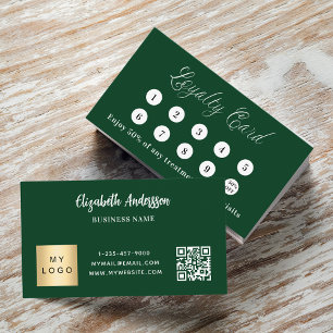 Emerald green qr code corporate logo loyalty card