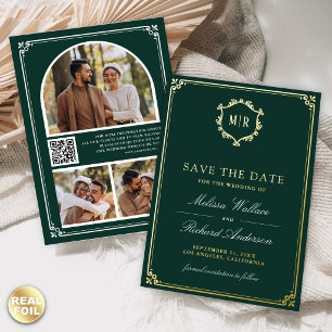 Emerald Green QR Code Photo Wedding Save the Date