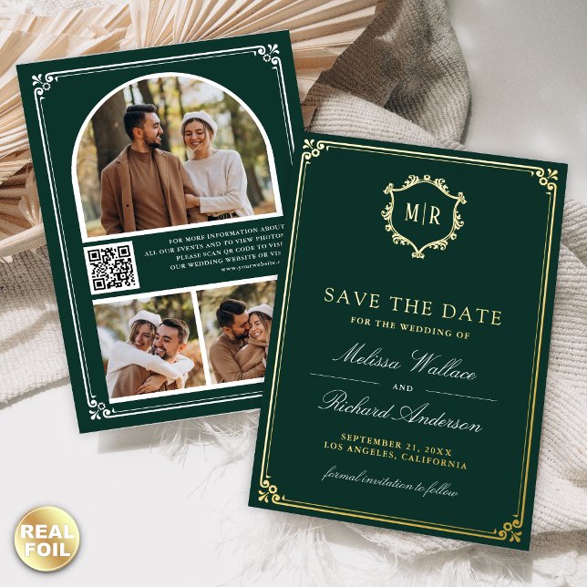 Emerald Green QR Code Photo Wedding Save the Date (Creator Uploaded)