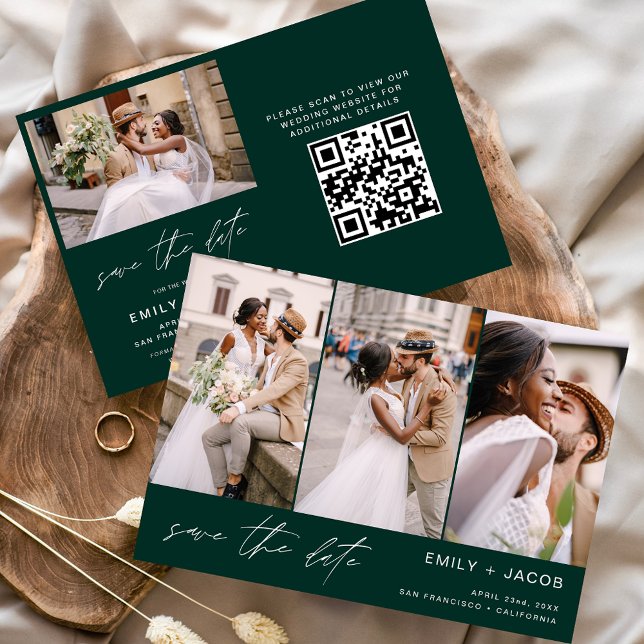 Emerald Green QR Code Save the Date 4 Photo (Creator Uploaded)