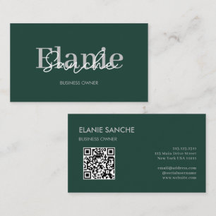 Emerald Green QR Code Trendy Elegant Modern Business Card