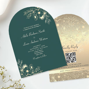 Emerald Green QR Code Wedding Invitation