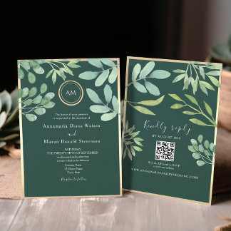 Emerald Green QR Code Wedding Invitation