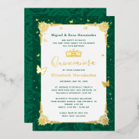 Emerald Green Quinceañera Elegant Butterfly