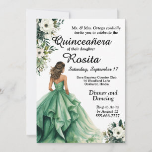 Emerald Green Quinceanera Invitation