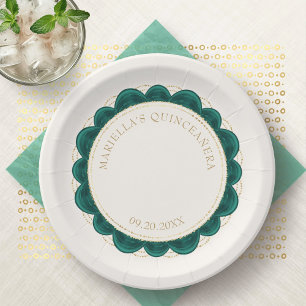 Emerald Green Quinceanera Paper Plate