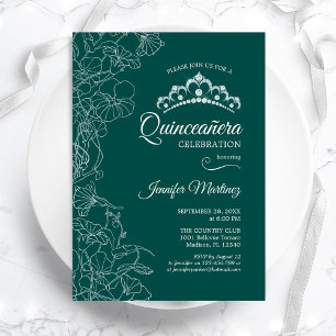 Emerald Green Quinceanera Party Invitation