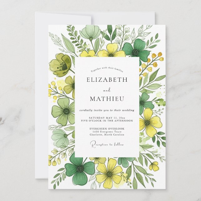 Emerald Green Radiant Spring Wedding Invitation (Front)