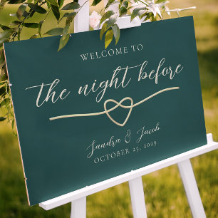 Emerald Green Rehearsal Dinner Welcome Sign