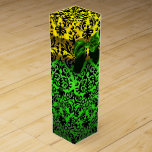 EMERALD GREEN RIBBON,BLACK GOLD ART NOUVEAU DAMASK WINE GIFT BOX<br><div class="desc">Elegant gold yellow gift box with vibrant 3D emerald gemstone , classy, unique Art Nouveau damask, easily customisable with your text for wedding wine , nuptial gift, sweet 16 , baby showers, bridal showers, quinceanera birthday parties, Bat Mitzvah, romantic engagement showers, Christmas, holiday , office , family reunions , new...</div>