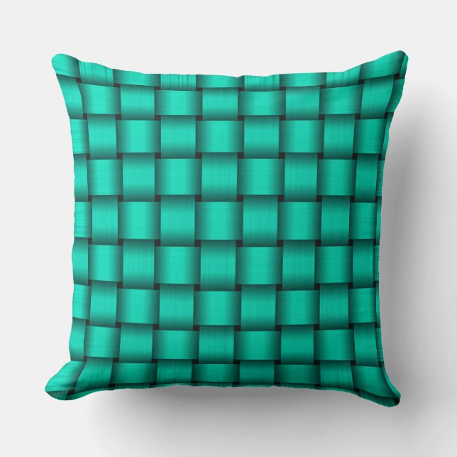 Emerald Green Ribbon Throw Pillow (Front)