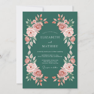Emerald Green Rich Botanical Wedding Invitation