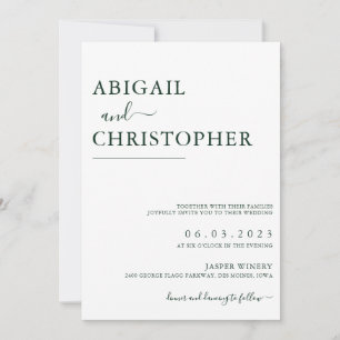 Emerald Green Romantic Simple Details on Back Invitation