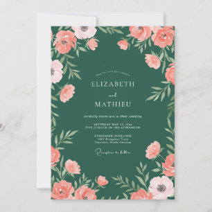 Emerald Green Romantic Woodland Wedding Invitation