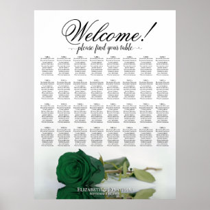 Emerald Green Rose 32 Table Wedding Seating Chart