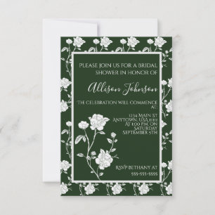 Emerald Green Rose Bridal Shower Invitation