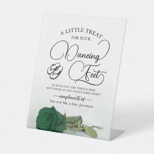 Emerald Green Rose Dancing Feet Flip Flop Wedding  Pedestal Sign