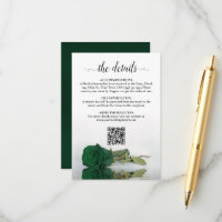 Emerald Green Rose Elegant Wedding Details QR Code