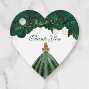 Emerald Green Rose Floral Thank You Birthday Favour Tags