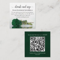 Emerald Green Rose Wedding Details & RSVP QR Code