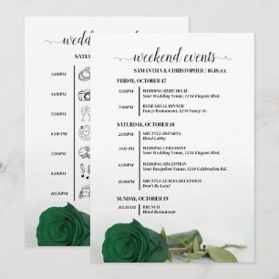 Emerald Green Rose Wedding Events & Timeline Programme