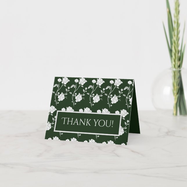 Emerald Green Rose Wedding Thank You (Front)
