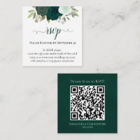 Emerald Green Roses Wedding RSVP QR Code