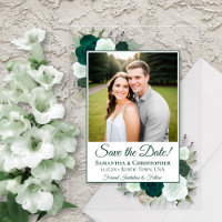 Emerald Green Roses Wedding Save the Date Photo