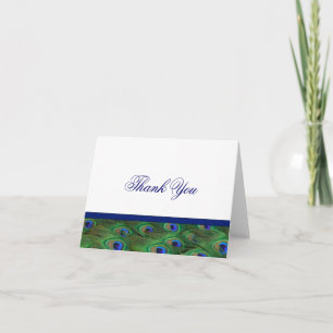 Emerald Green Royal Blue Peacock Thank You Card