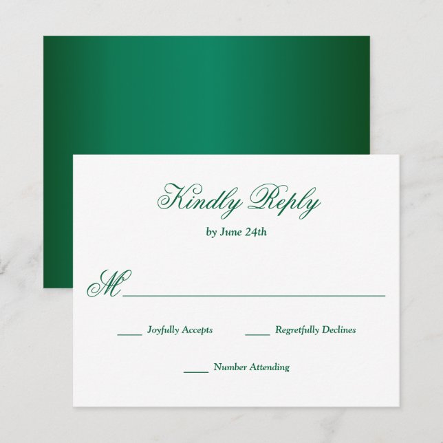 Emerald Green RSVP Card (Front/Back)