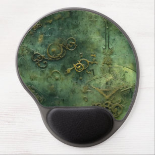 Emerald Green Rustic Steampunk Clock (10) Gel Mouse Pad