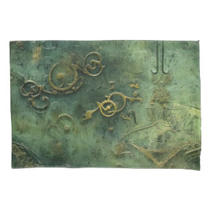Emerald Green Rustic Steampunk Clock (10) Pillowcase