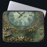 Emerald Green Rustic Steampunk Clock (1) Laptop Sleeve<br><div class="desc">Safeguard your laptop in style with this laptop sleeve adorned with a captivating old-style steampunk wall clock against a rustic emerald green backdrop. It's a fusion of vintage aesthetics and modern functionality. Order yours now!</div>