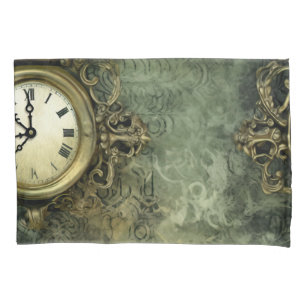 Emerald Green Rustic Steampunk Clock (4) Pillowcase