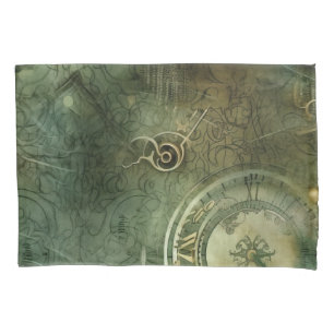 Emerald Green Rustic Steampunk Clock (5) Pillowcase
