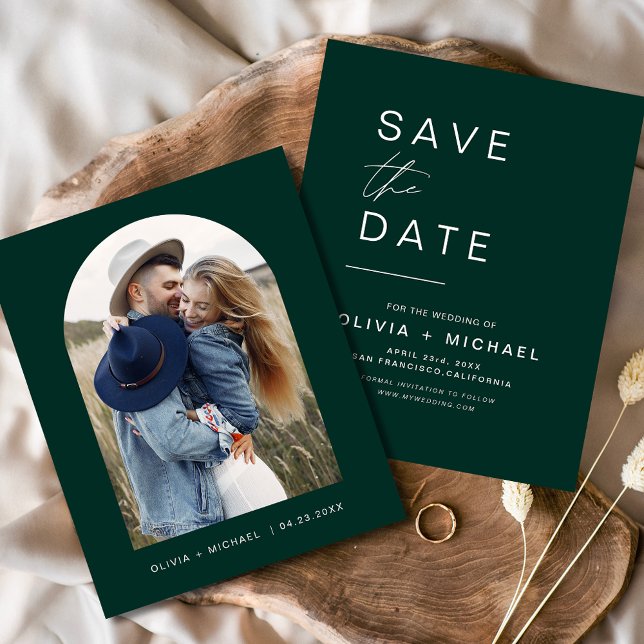 Emerald Green Save the Date Photo Announcement Flyer (Creator Uploaded)