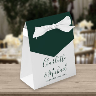Emerald Green Script Elegant Modern Wedding Favour Box