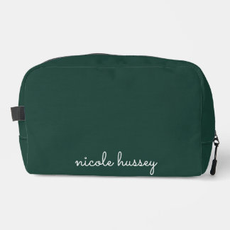 Emerald Green Script | Stylish Monogram Modern Dopp Kit