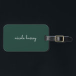 Emerald Green Script | Stylish Monogram Modern Luggage Tag<br><div class="desc">A simple stylish custom monogram design in an casual handwritten in striking monochrome emerald green and white. The monogram can easily be personalised to make a design as unique as you are! The perfect trendy gift or accessory for any occasion.</div>