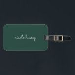 Emerald Green Script | Stylish Monogram Modern Luggage Tag<br><div class="desc">A simple stylish custom monogram design in an casual handwritten in striking monochrome emerald green and white. The monogram can easily be personalised to make a design as unique as you are! The perfect trendy gift or accessory for any occasion.</div>