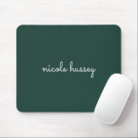 Emerald Green Script | Stylish Monogram Modern Mouse Pad<br><div class="desc">A simple stylish custom monogram design in an casual handwritten in striking monochrome emerald green and white. The monogram can easily be personalised to make a design as unique as you are! The perfect trendy gift or accessory for any occasion.</div>