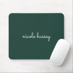 Emerald Green Script | Stylish Monogram Modern Mouse Pad<br><div class="desc">A simple stylish custom monogram design in an casual handwritten in striking monochrome emerald green and white. The monogram can easily be personalised to make a design as unique as you are! The perfect trendy gift or accessory for any occasion.</div>