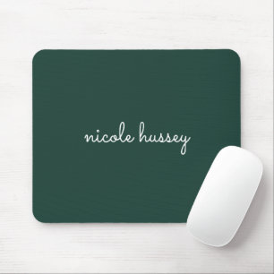 Emerald Green Script   Stylish Monogram Modern Mouse Pad