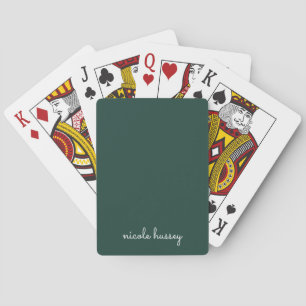 Emerald Green Script   Stylish Monogram Modern Playing Cards