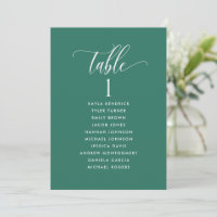 Emerald Green, Seating Plan Cards with Guest Names