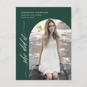 Emerald Green She Did It Graduation Arch Photo Pos Postcard